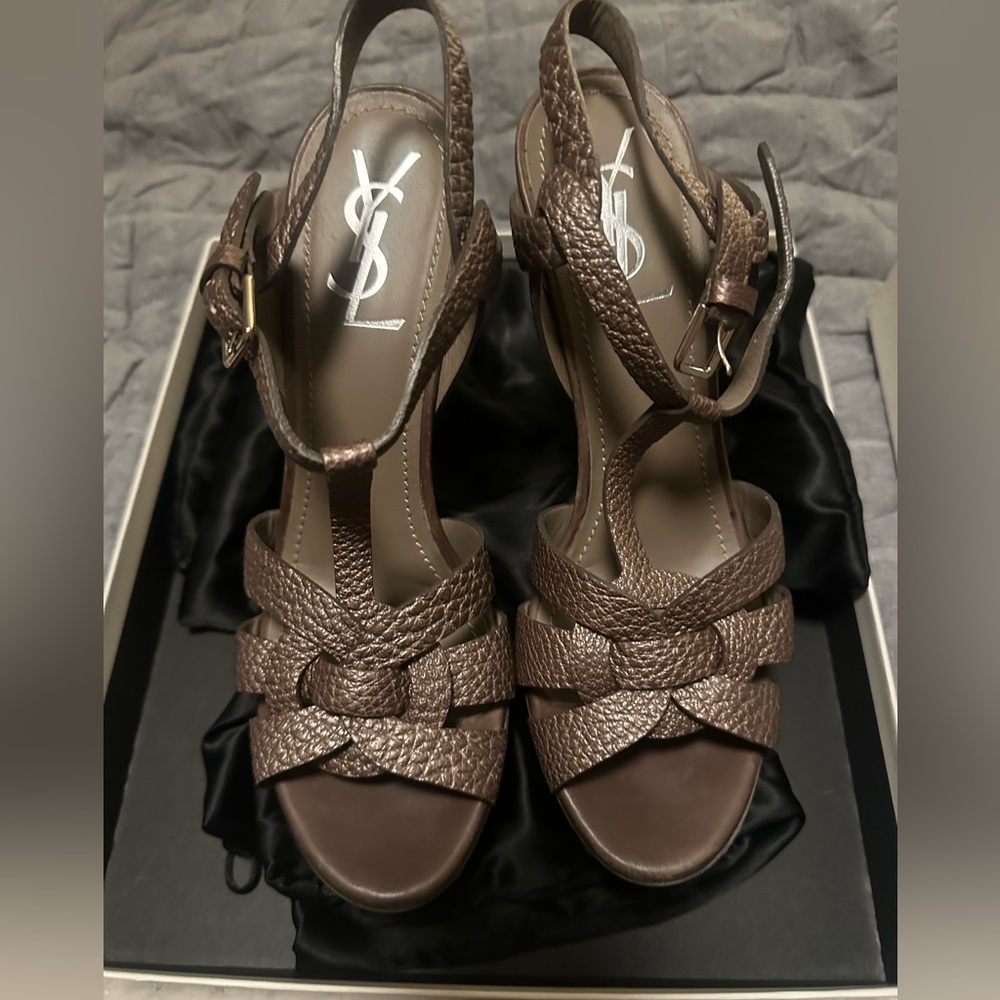 YSL tribute T-strap high heels
